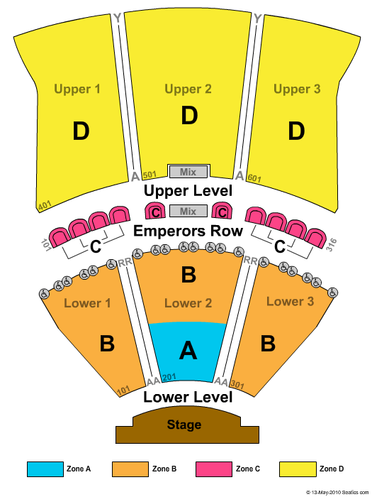 Caesars Atlantic City End Stage Zone Seating Chart